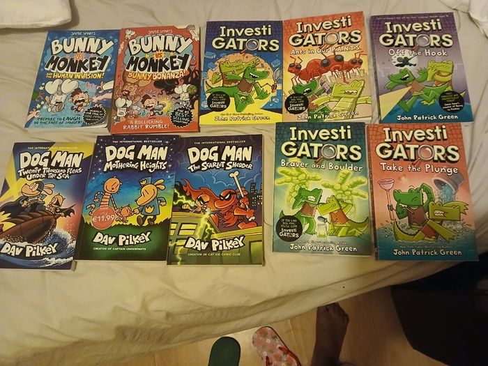 Bunny vs Monkey, dog man, investigators and dayse books