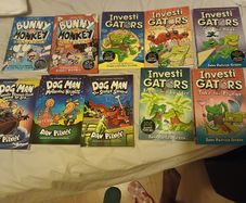 Bunny vs Monkey, dog man, investigators and dayse books