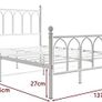 Double Metal Bed Frame 135 x 190 cm with Headboard and Footboard Heavy Duty Foundation,Metal Slat Support,White, Image 2
