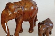 Vintage Hand Carved Hardwood Elephant's x 2