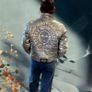 Roberto Geissini Metallic Silver Skull Puffer Jacket Y2K Streetwear  Unisex Fit Size M Image 9