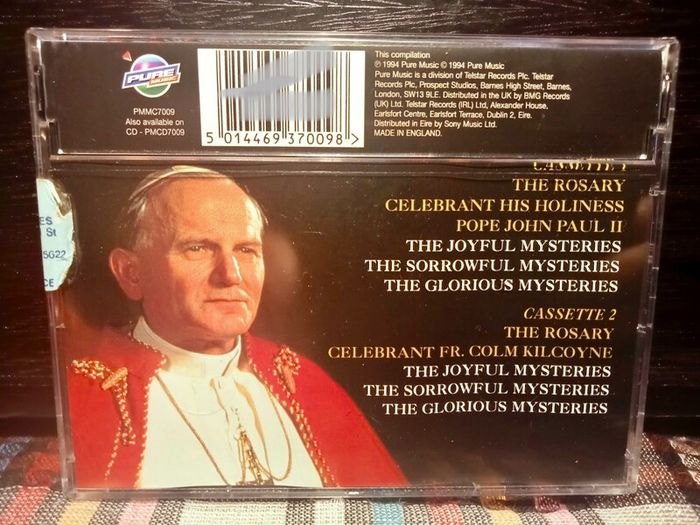 1994. The Rosary. By His Holiness Pope John Paul II. Cassette Tapes  Box.