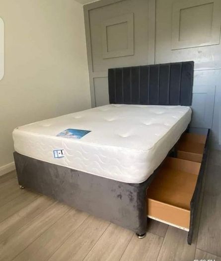 New Stylish single ,Double 4ft, 4ft6, King 5ft And 6ft Superking Sizes Divan Beds Instock. Drawers And Optional Tufted Mattresses Available. Free Delivery