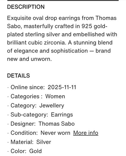Women's Thomas Sabo Earrings NEW