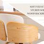 Bar Stools Set of 2, Velvet Swivel with Double Back Padding Curved Wooden Legs Image 3
