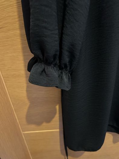High neck ruffle black dress 16