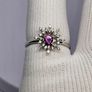 Purple Garnet, White Zircon Firework Ring in Rhodium Overlay Sterling Silver, 0.627 Ct. Image 9