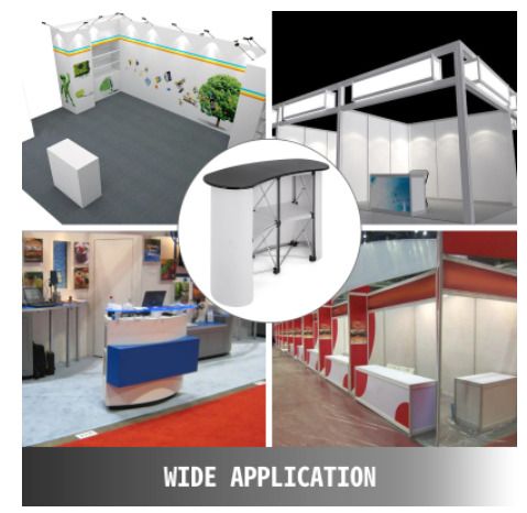 51x38.5 Inch Portable Pop Up Trade Show Display Exhibition Counter Promotion Podium Table Stand Booth with Wall Carry Bags