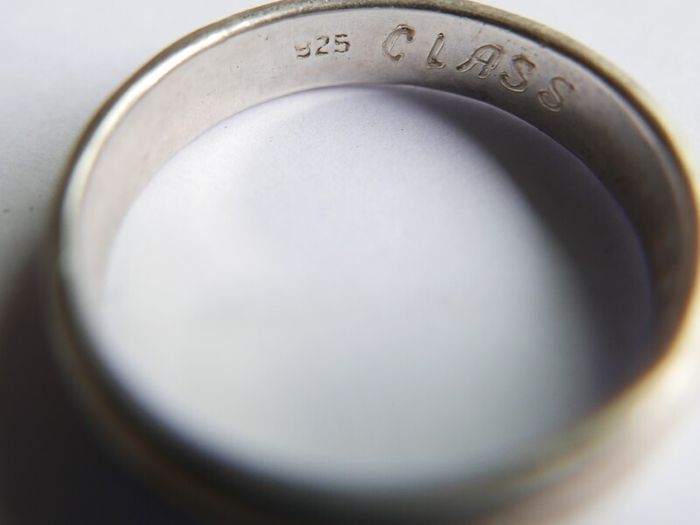 Vintage 925 Sterling Silver Band Men's Ring with Engraving size W - 4,6g