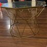 Table Set with glass top with gold design coffee and side table Image 9