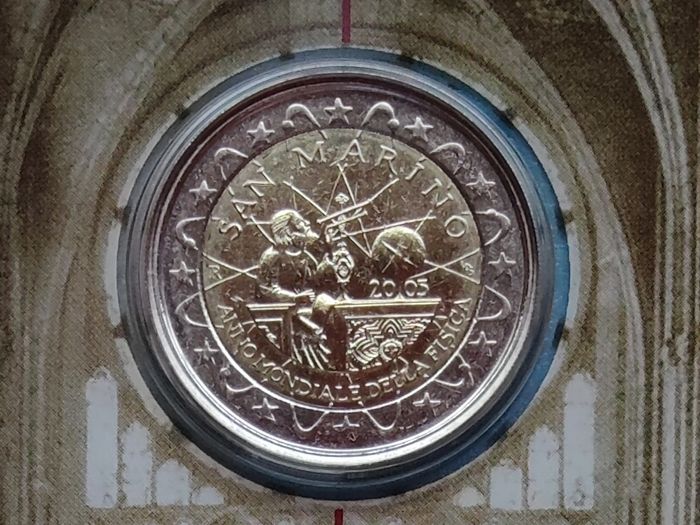San Marino 2 Euro Base Metals Brilliant Uncirculated Coin 2005 - World Year of Physics Galileo Galilei - 2 Euro Commemorative Coin