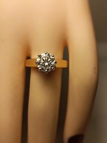 Solid Refurbished Vintage Solitaire Ring with Certified Moissanite Solitaire