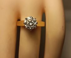 Solid Refurbished Vintage Solitaire Ring with Certified Moissanite Solitaire