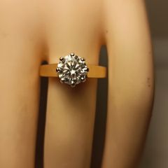 Solid Refurbished Vintage Solitaire Ring with Certified Moissanite Solitaire