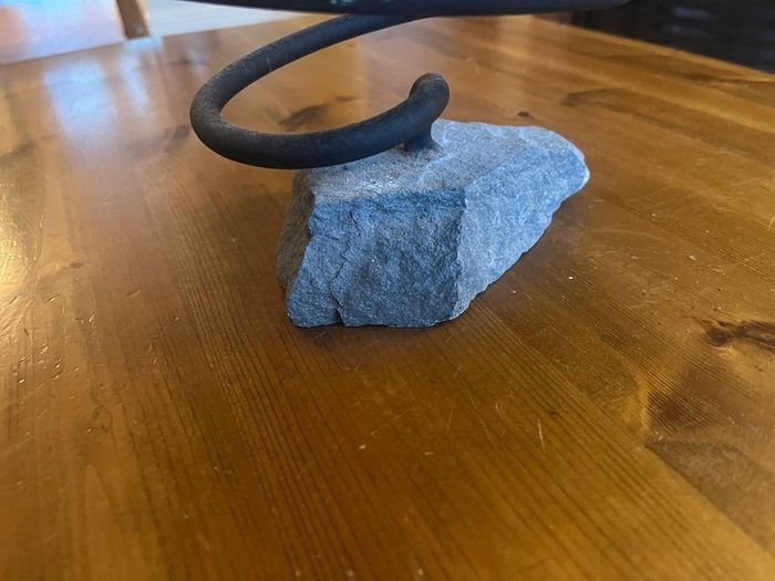 Handcrafted Irish stoneware bowl and iron stand