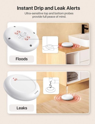 X-Sense Wi-Fi Water Sensor, Smart Water Leak Detector with App Alerts, IP67 Waterproof, Wireless Detector for Kitchen, Bathroom, Basement, SBS50 Base Station Required, SWS0A, 1-Pack
