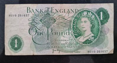 1970 Bank of England 1 ONE POUND (HU10) Banknote