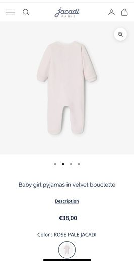Jacadi Paris light pink velour all in one with petal edging detail Sz 0-3 mths very good condition