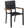 5 Piece Outdoor Dining Set Poly Rattan and Acacia Wood Black Image 3