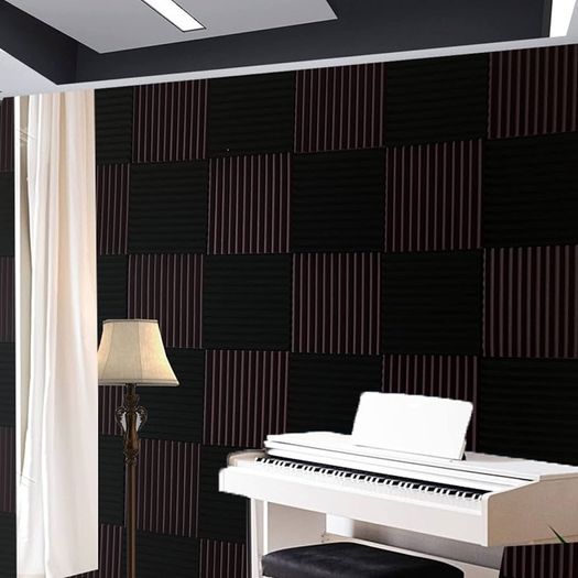 FREE EXPRESS SHIPPING  Pack Black/burgundy12 X 12"X1" Acoustic Panels Studio Soundproofing Foam Wedge Tiles