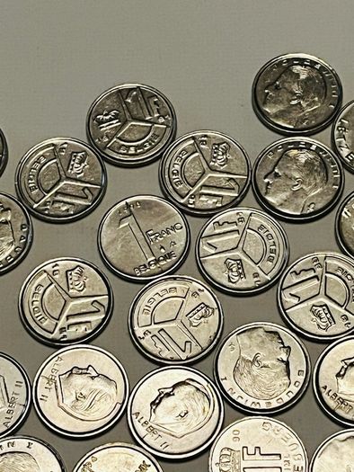 Belgian 1 Franc Coins. Bundle. 1990s. Around 150 in total