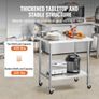 24 x 36 x 40 Inch Stainless Steel Work Table, Commercial Food Prep Worktable with Casters, Heavy Duty Prep Worktable, Metal Work Table with Adjustable Height for Restaurant Image 2