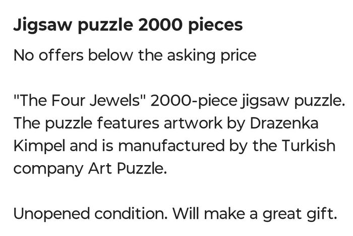 Jigsaw 2000 pieces 96 cm x 68 cm