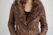 Brown Leather Jacket (pleather): Size 8
