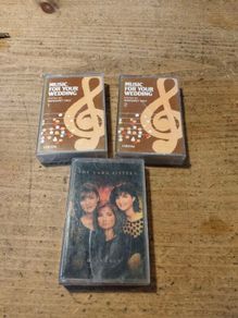 vintage cassette tapes from the Irish musical group The Vard Sisters, music collection "Music for Your Wedding" edited by Margaret Daly. Three cassette tapes featuring Christian and wedding music