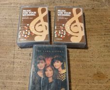 vintage cassette tapes from the Irish musical group The Vard Sisters, music collection "Music for Your Wedding" edited by Margaret Daly. Three cassette tapes featuring Christian and wedding music
