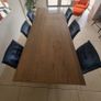 100% European Solid Oak dining table & Navy Velvet Chairs Image 3
