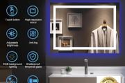 Smart Illuminated Wall Mirror for Bathroom, 70x50cm Anti Fog LED Mirror
