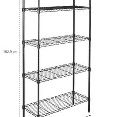 5 Black Steel Shelving Units Adjustable - Sold As One Lot