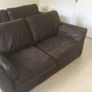 Two distressed leather sofas and a fabric sofa bed Image 2