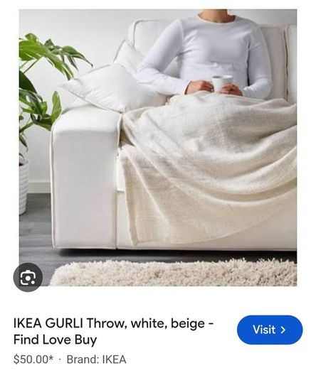 Brand Ikea Gurli Throw- Colour - White  & Beige - Size - 180cm x 120cm