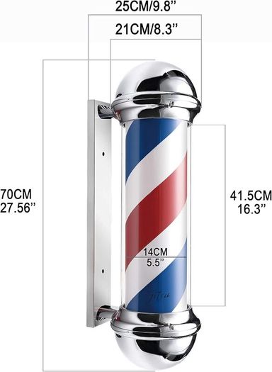 Classic 73cm Rotating Barber Pole  Bright LED Light & Motorized Red, White & Blue Stripes: PICK UP AVAILABLE