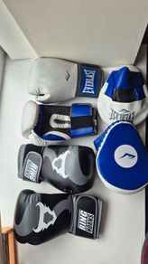 2 sets of boxing gloves and 1 set of punching pad