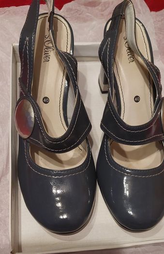 S Oliver Grey Patent Quirky Sling back Shoes