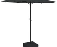 Double-Head Garden Parasol with LEDs Anthracite 316x145 cm