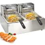 220v Commercial Deep Fryer 2X6L Double Tank Deep Fat Fryer Stainless Steel Chip Fryer 2500W+2500W With Lids Image 2