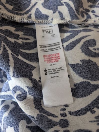 F&F Navy & White Dress.  S. 14. New- No Tag.