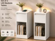 main image for ad Set of 2 LED Bedside Tables with USB Charging Ports  White