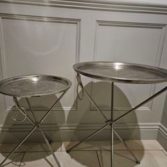 Tray tables, set of two, silver in colour