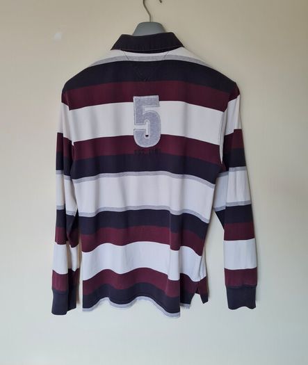 Tommy hilfiger rugby polo Size large Pit to pit 22" stripe cotton number 5 in excellent condition