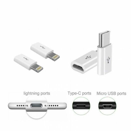 2 X Micro USB (Female) to Apple Lighting 8 Pin (Male) Charger/Data Sync Adapter/Convertor (Black&White) (Brand New/Warranty)