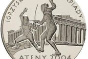 Poland 10 Zloty 2004 Fencing - Olympia Athens. Silver Proof