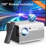 1080P HD Bluetooth Projector Support Digital Zoom, Outdoor Movie Projector with Screen, Bigasuo 8000L Mini Home Video Projector Compatible with HDMI,USB, Android/iOS Smartphone,Laptop (FREE SHIPPING) Image 2