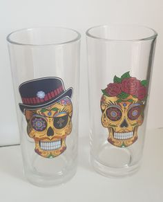 Sugar Skull Tall Glasses