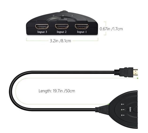 3 Port HDMI Switcher Splitter 3 IN 1 OUT