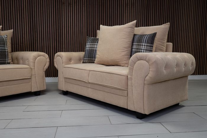 Verona Beige 3+2 or 3+1+1 Scatter Back Cushions Sofa Set